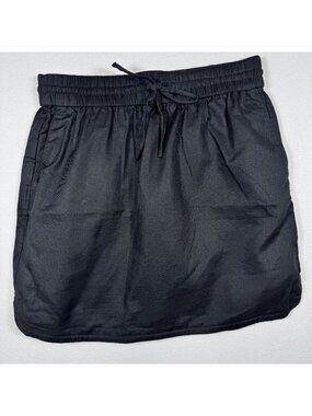 Loft Outlet Black Elastic Waist Mini Skirt Drawstring Pockets Womens M NWT